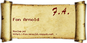Fon Arnold névjegykártya
